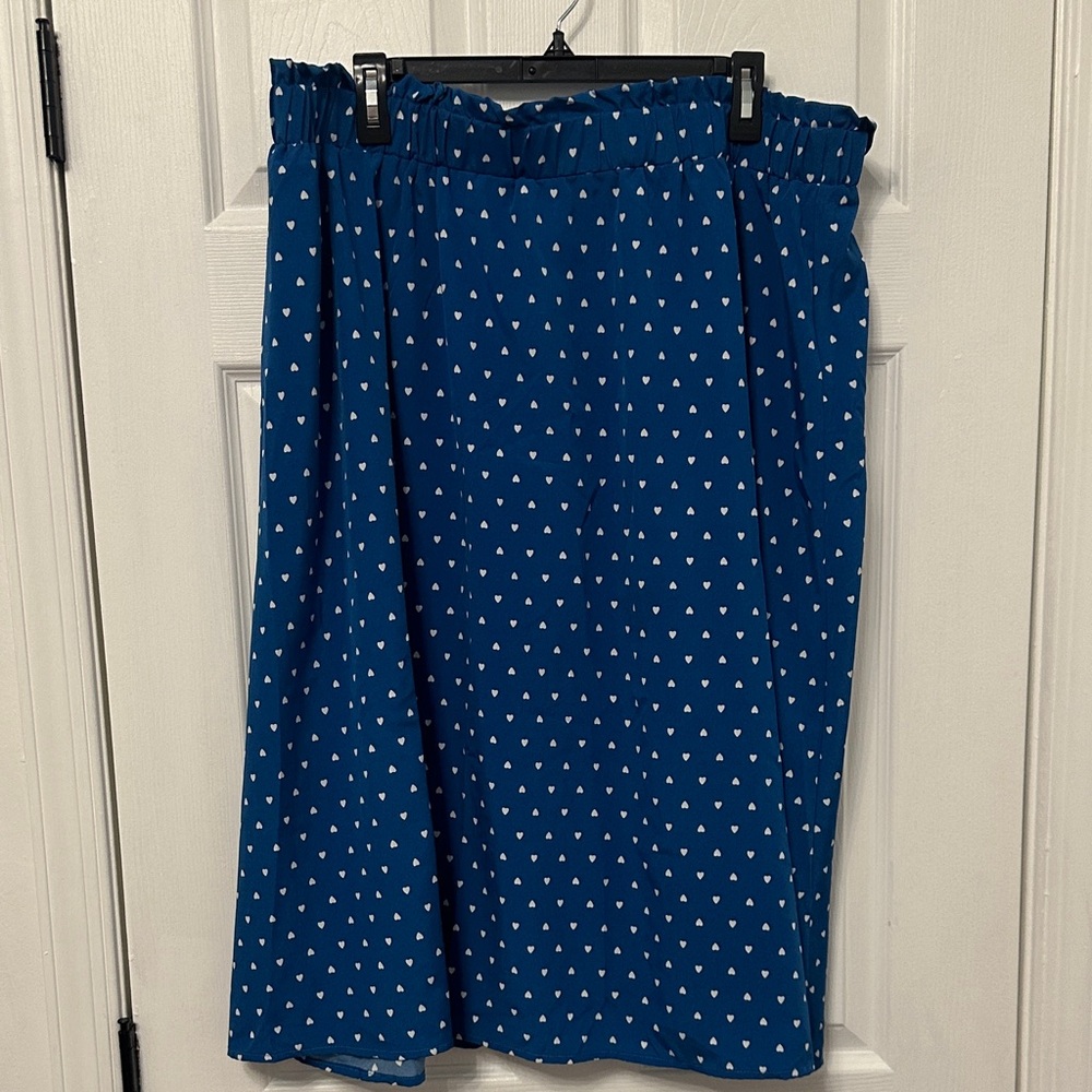 Blue Heart Print Women's Skirt